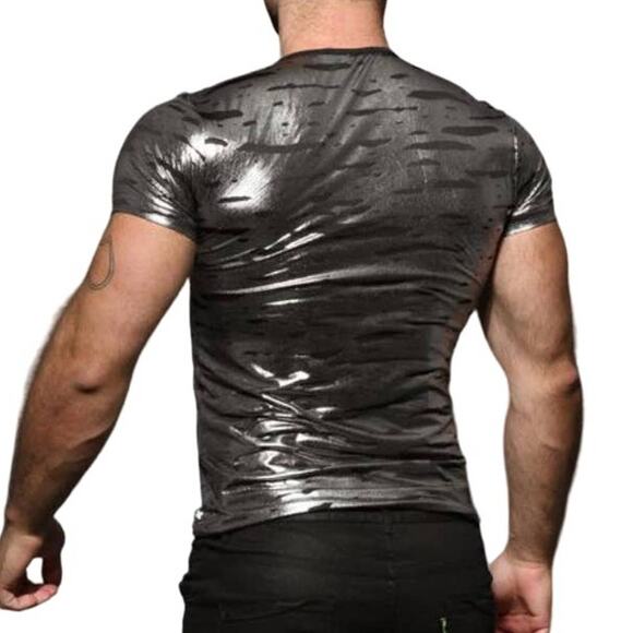 Andrew Christian Liquid Silver Tee Large - Picture 8 of 15